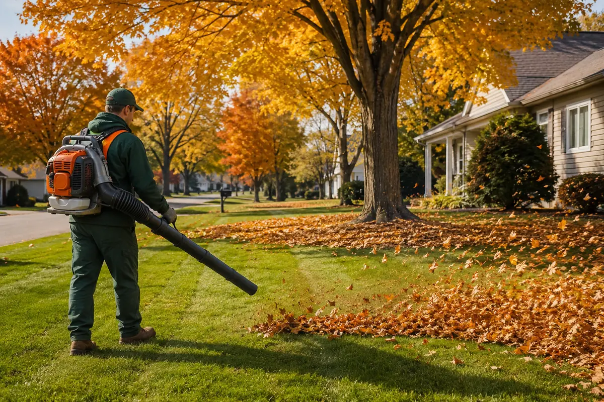 Eagle Lake Lawn Care fall yard cleanup at a residential property