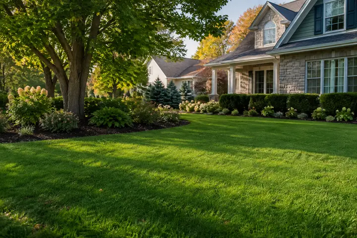 Healthy cool-season lawn after an aeration recovery period
