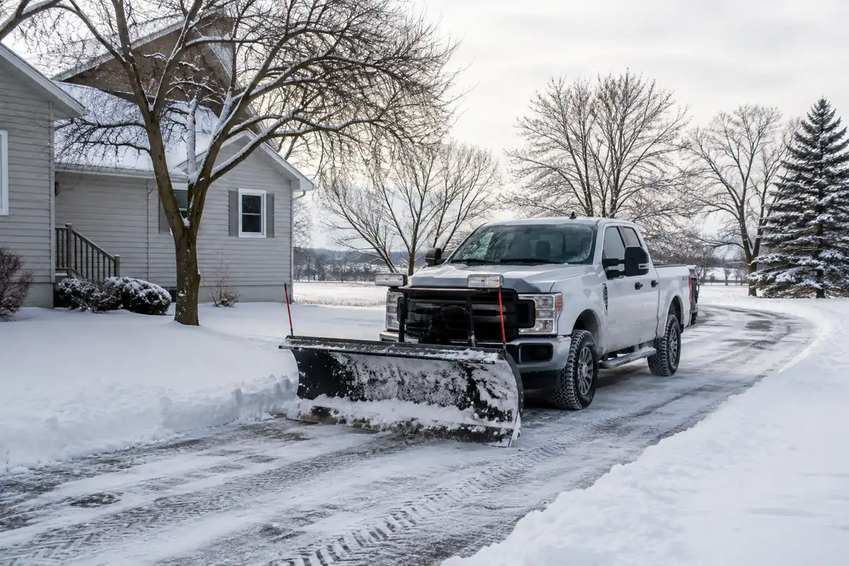 Kasota Lawn Care snow plowing a Kasota driveway