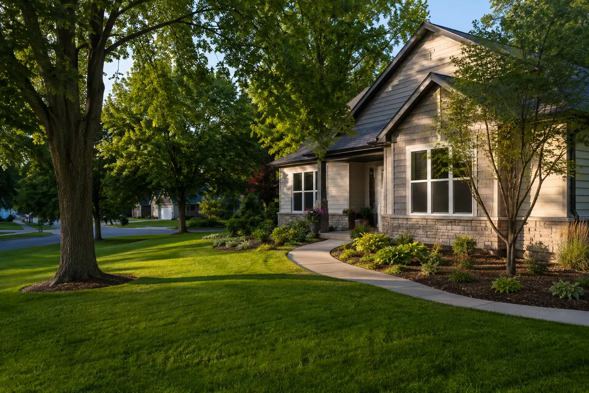 Residential property maintained by a Mankato lawn care company