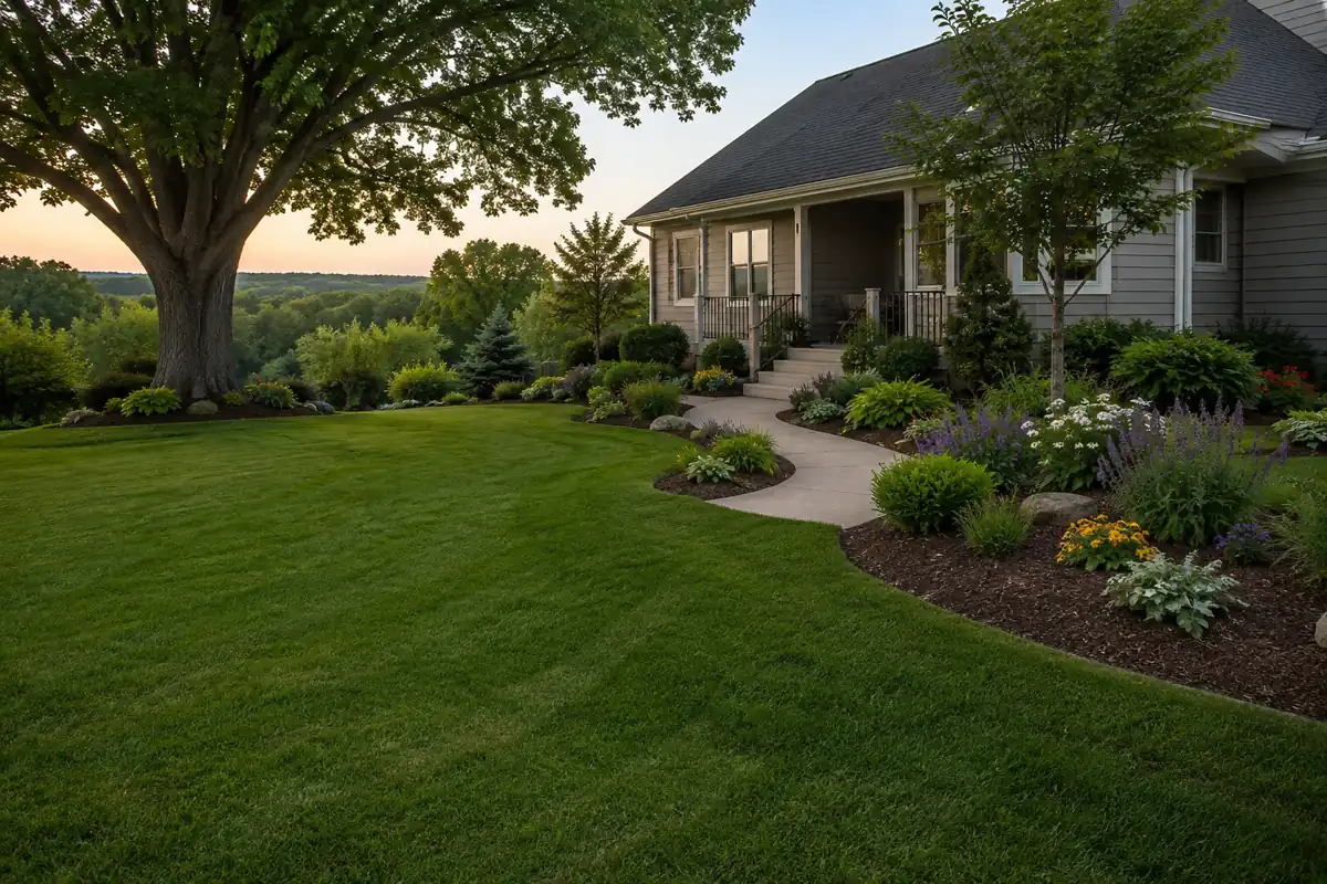Saint Peter Lawn Care maintaining a family residential landscape