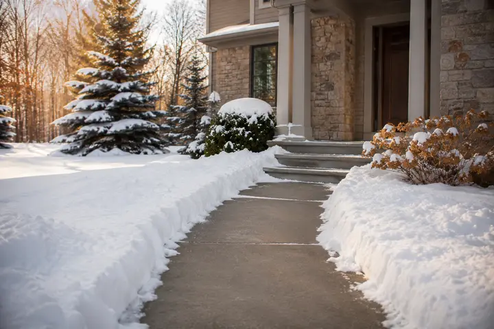 Cleared residential walkway after a Minnesota snowfall