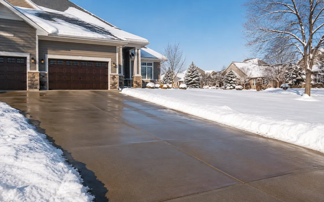 Snow Removal and Plowing result on a clear Mankato driveway