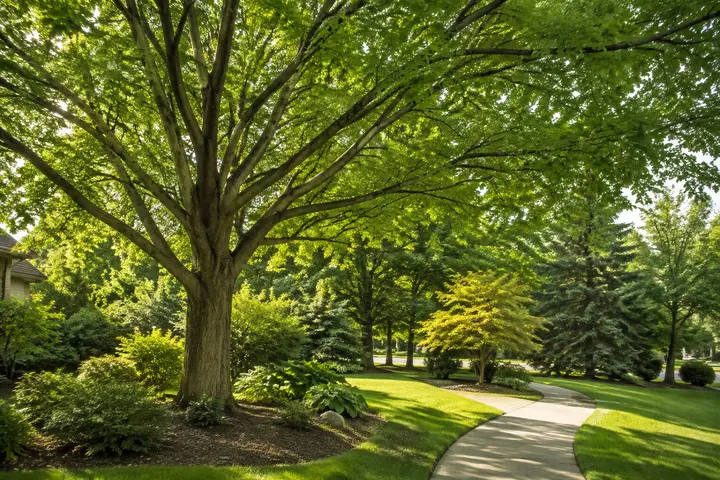 Tree Trimming for a commercial or residential landscape with balanced canopy clearance